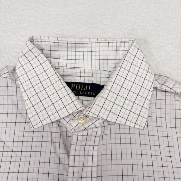 Polo Ralph Lauren Dress Shirt Men’s Size 16 / 33 White Pink Checks Career Office - Picture 3 of 8